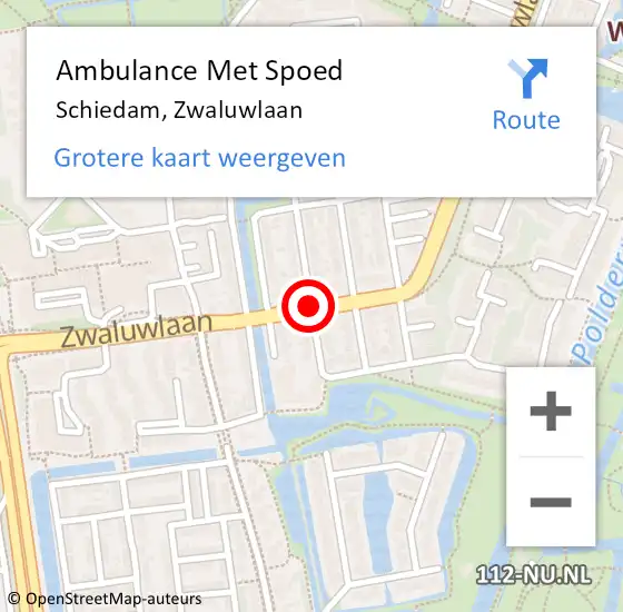 Locatie op kaart van de 112 melding: Ambulance Met Spoed Naar Schiedam, Zwaluwlaan op 14 oktober 2020 10:01