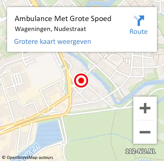 Locatie op kaart van de 112 melding: Ambulance Met Grote Spoed Naar Wageningen, Nudestraat op 14 oktober 2020 10:04