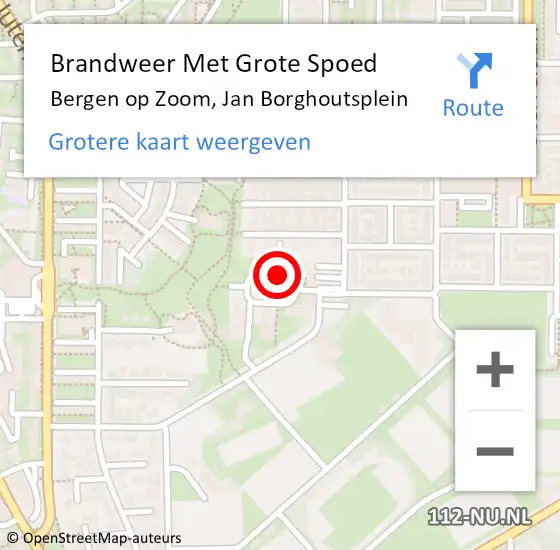 Locatie op kaart van de 112 melding: Brandweer Met Grote Spoed Naar Bergen op Zoom, Jan Borghoutsplein op 14 oktober 2020 10:06