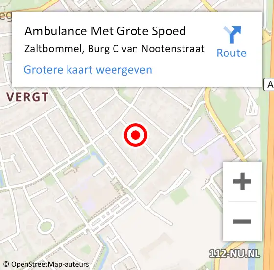 Locatie op kaart van de 112 melding: Ambulance Met Grote Spoed Naar Zaltbommel, Burg C van Nootenstraat op 14 oktober 2020 11:17