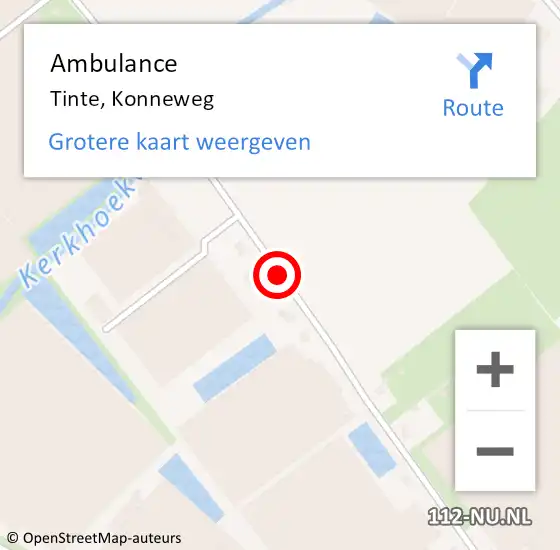 Locatie op kaart van de 112 melding: Ambulance Tinte, Konneweg op 14 oktober 2020 11:29