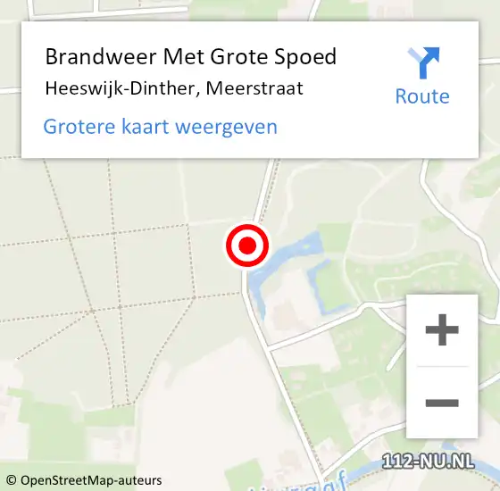 Locatie op kaart van de 112 melding: Brandweer Met Grote Spoed Naar Heeswijk-Dinther, Meerstraat op 14 oktober 2020 12:55