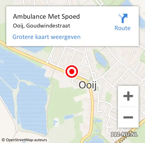 Locatie op kaart van de 112 melding: Ambulance Met Spoed Naar Ooij, Goudwindestraat op 14 oktober 2020 12:59