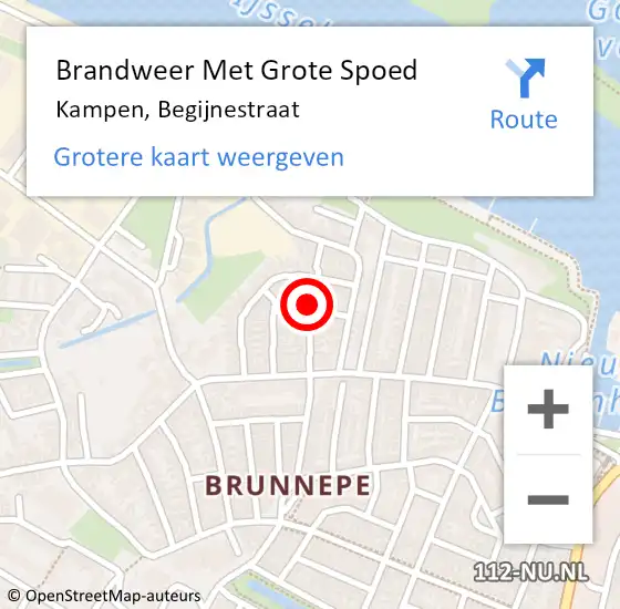 Locatie op kaart van de 112 melding: Brandweer Met Grote Spoed Naar Kampen, Begijnestraat op 14 oktober 2020 13:20