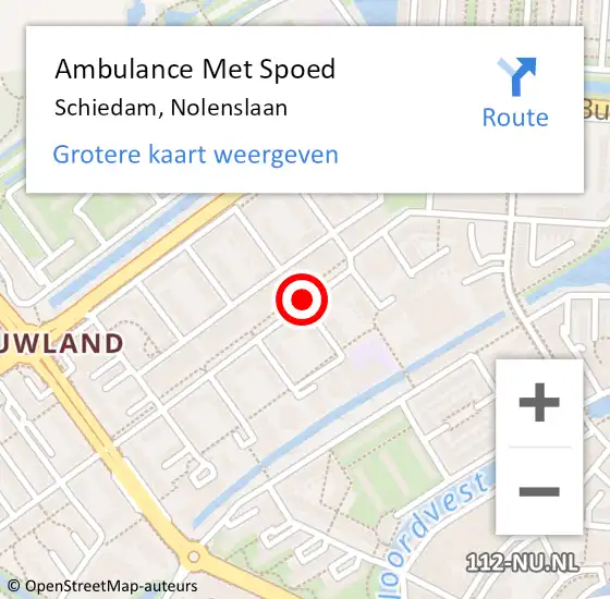 Locatie op kaart van de 112 melding: Ambulance Met Spoed Naar Schiedam, Nolenslaan op 14 oktober 2020 14:01