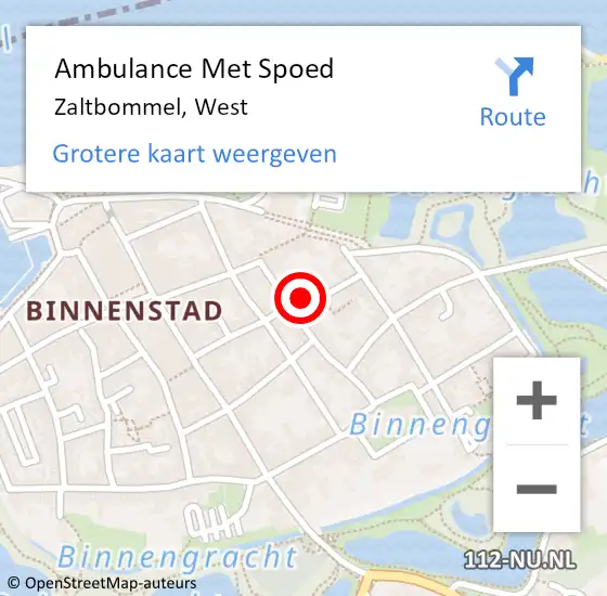 Locatie op kaart van de 112 melding: Ambulance Met Spoed Naar Zaltbommel, West op 14 oktober 2020 15:26