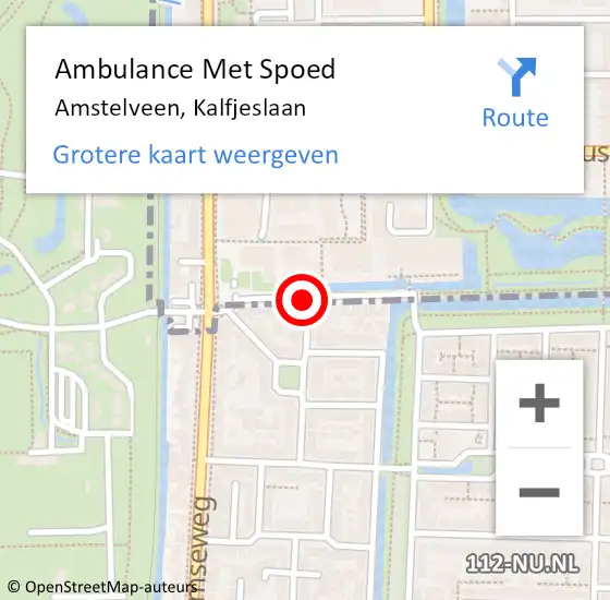 Locatie op kaart van de 112 melding: Ambulance Met Spoed Naar Amstelveen, Kalfjeslaan op 14 oktober 2020 17:46