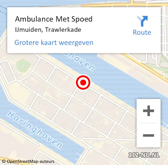 Locatie op kaart van de 112 melding: Ambulance Met Spoed Naar IJmuiden, Trawlerkade op 14 oktober 2020 17:50