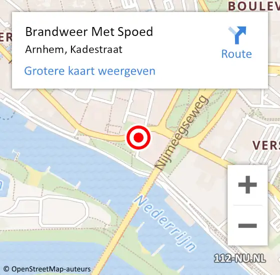 Locatie op kaart van de 112 melding: Brandweer Met Spoed Naar Arnhem, Kadestraat op 14 oktober 2020 19:53