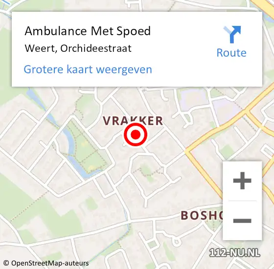 Locatie op kaart van de 112 melding: Ambulance Met Spoed Naar Weert, Orchideestraat op 14 oktober 2020 21:55