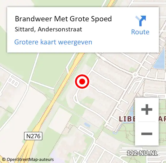 Locatie op kaart van de 112 melding: Brandweer Met Grote Spoed Naar Sittard, Andersonstraat op 14 oktober 2020 23:09