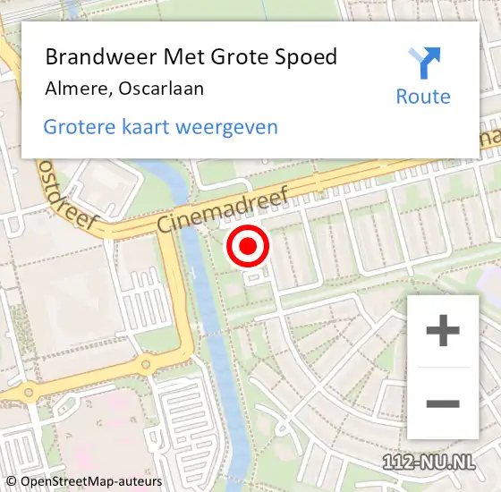 Locatie op kaart van de 112 melding: Brandweer Met Grote Spoed Naar Almere, Oscarlaan op 14 oktober 2020 23:18