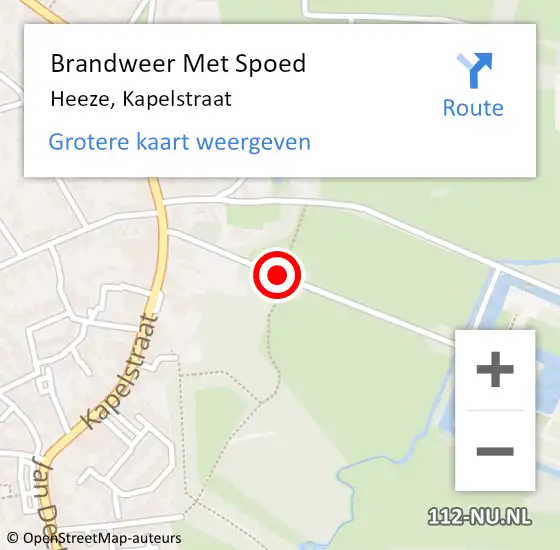 Locatie op kaart van de 112 melding: Brandweer Met Spoed Naar Heeze, Kapelstraat op 14 oktober 2020 23:46