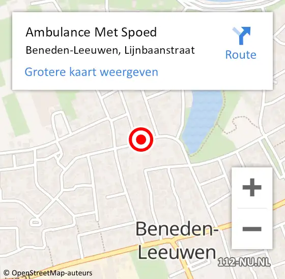 Locatie op kaart van de 112 melding: Ambulance Met Spoed Naar Beneden-Leeuwen, Lijnbaanstraat op 15 oktober 2020 00:01