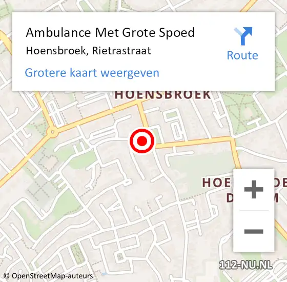 Locatie op kaart van de 112 melding: Ambulance Met Grote Spoed Naar Hoensbroek, Rietrastraat op 21 mei 2014 20:00