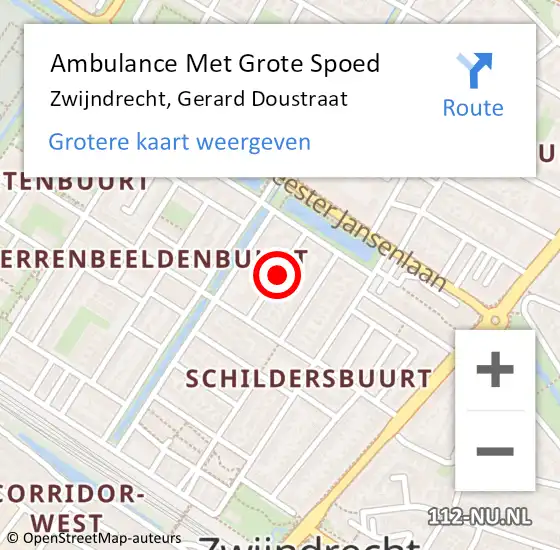 Locatie op kaart van de 112 melding: Ambulance Met Grote Spoed Naar Zwijndrecht, Gerard Doustraat op 15 oktober 2020 09:21