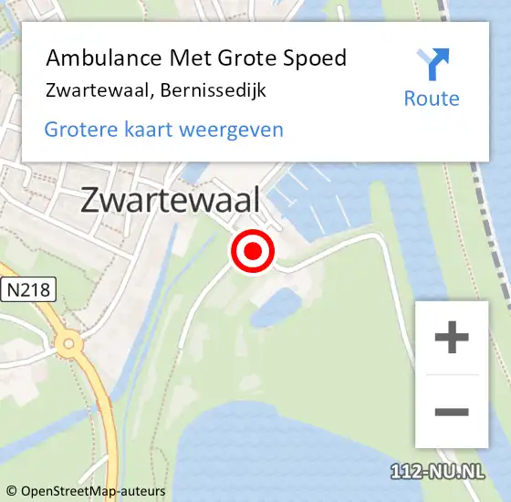 Locatie op kaart van de 112 melding: Ambulance Met Grote Spoed Naar Zwartewaal, Bernissedijk op 15 oktober 2020 11:59