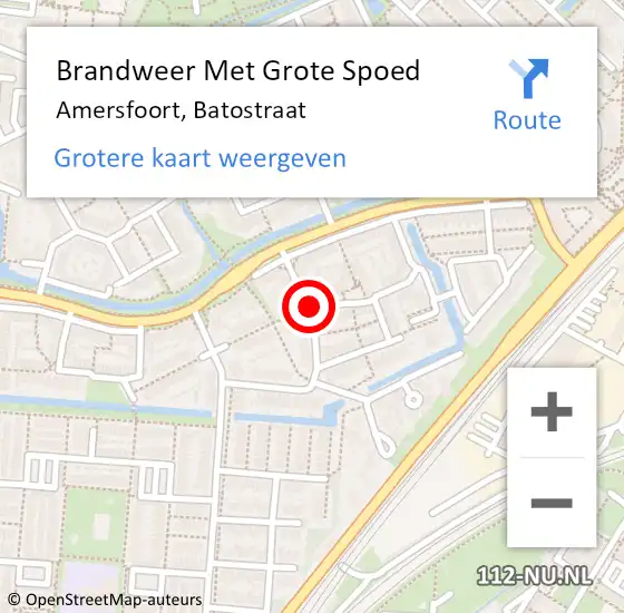 Locatie op kaart van de 112 melding: Brandweer Met Grote Spoed Naar Amersfoort, Batostraat op 15 oktober 2020 13:02