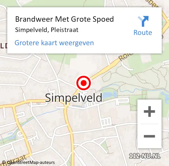 Locatie op kaart van de 112 melding: Brandweer Met Grote Spoed Naar Simpelveld, Pleistraat op 15 oktober 2020 13:10