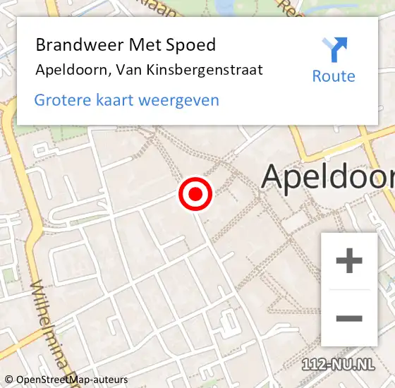 Locatie op kaart van de 112 melding: Brandweer Met Spoed Naar Apeldoorn, Van Kinsbergenstraat op 21 mei 2014 20:56