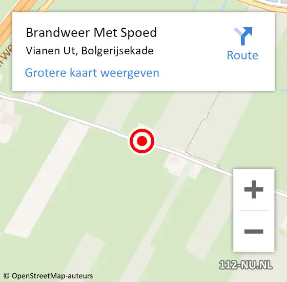 Locatie op kaart van de 112 melding: Brandweer Met Spoed Naar Vianen Ut, Bolgerijsekade op 15 oktober 2020 13:19