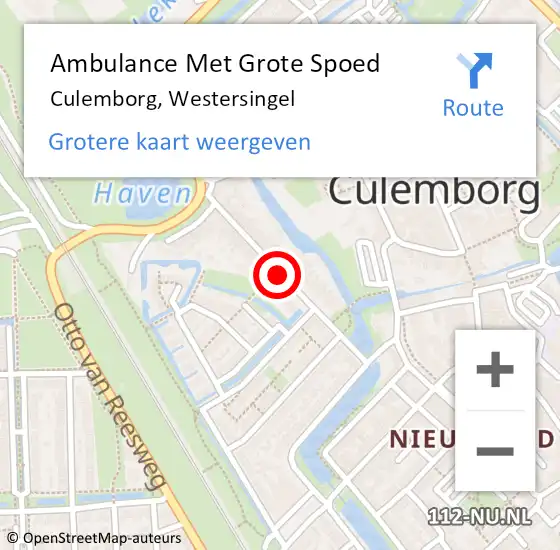 Locatie op kaart van de 112 melding: Ambulance Met Grote Spoed Naar Culemborg, Westersingel op 15 oktober 2020 14:54