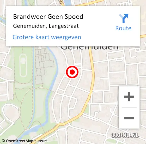 Locatie op kaart van de 112 melding: Brandweer Geen Spoed Naar Genemuiden, Langestraat op 15 oktober 2020 16:02