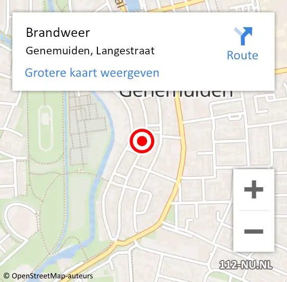 Locatie op kaart van de 112 melding: Brandweer Genemuiden, Langestraat op 15 oktober 2020 16:04