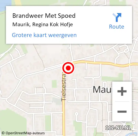 Locatie op kaart van de 112 melding: Brandweer Met Spoed Naar Maurik, Regina Kok Hofje op 21 mei 2014 21:31