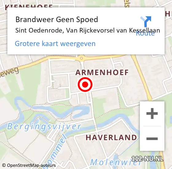 Locatie op kaart van de 112 melding: Brandweer Geen Spoed Naar Sint Oedenrode, Van Rijckevorsel van Kessellaan op 15 oktober 2020 17:34