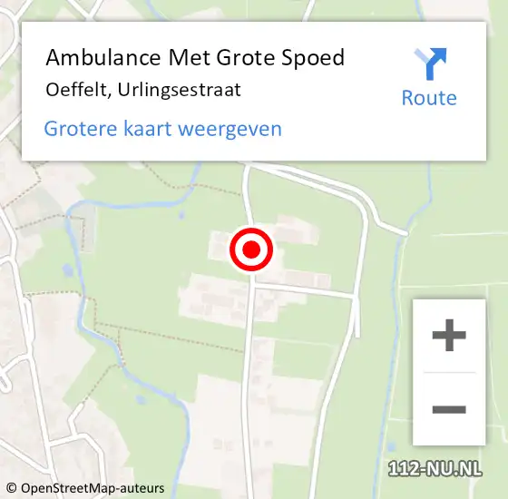 Locatie op kaart van de 112 melding: Ambulance Met Grote Spoed Naar Oeffelt, Urlingsestraat op 15 oktober 2020 18:14