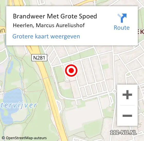 Locatie op kaart van de 112 melding: Brandweer Met Grote Spoed Naar Heerlen, Marcus Aureliushof op 15 oktober 2020 18:24