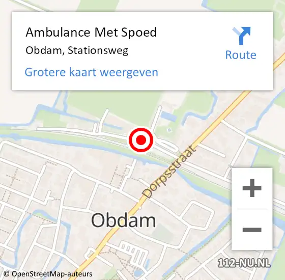 Locatie op kaart van de 112 melding: Ambulance Met Spoed Naar Obdam, Stationsweg op 15 oktober 2020 19:21