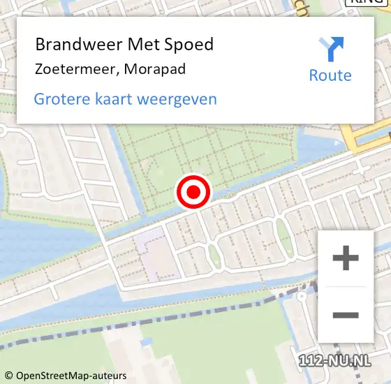 Locatie op kaart van de 112 melding: Brandweer Met Spoed Naar Zoetermeer, Morapad op 5 september 2013 20:26