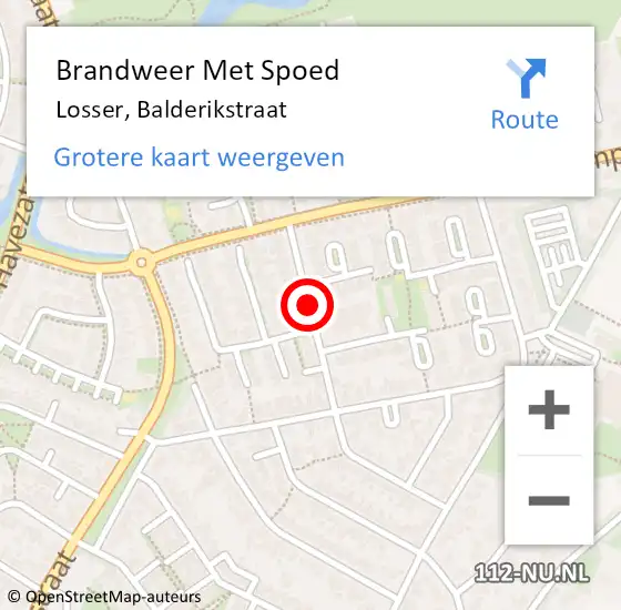 Locatie op kaart van de 112 melding: Brandweer Met Spoed Naar Losser, Balderikstraat op 8 september 2013 09:12