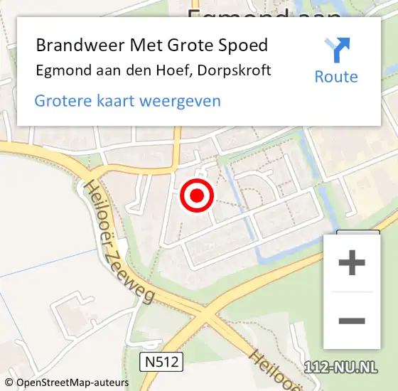 Locatie op kaart van de 112 melding: Brandweer Met Grote Spoed Naar Egmond aan den Hoef, Dorpskroft op 16 oktober 2020 00:10