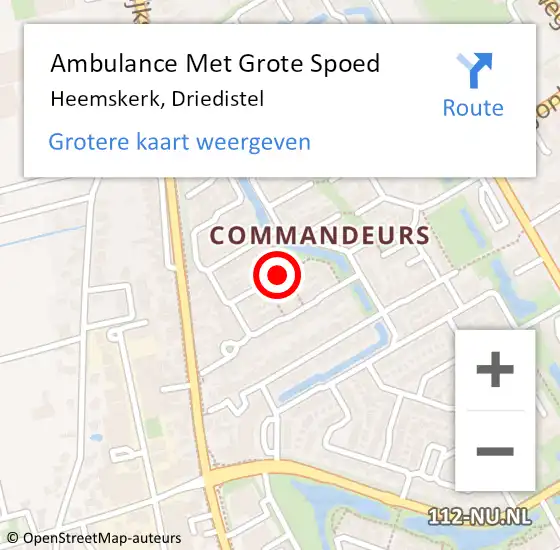 Locatie op kaart van de 112 melding: Ambulance Met Grote Spoed Naar Heemskerk, Driedistel op 16 oktober 2020 02:33