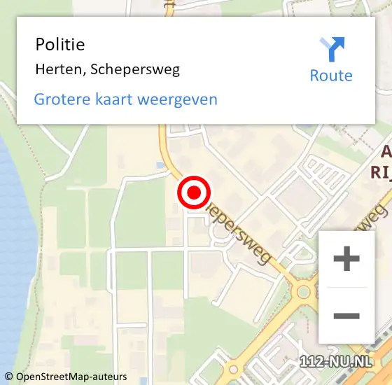 Locatie op kaart van de 112 melding: Politie Herten, Schepersweg op 16 oktober 2020 07:05