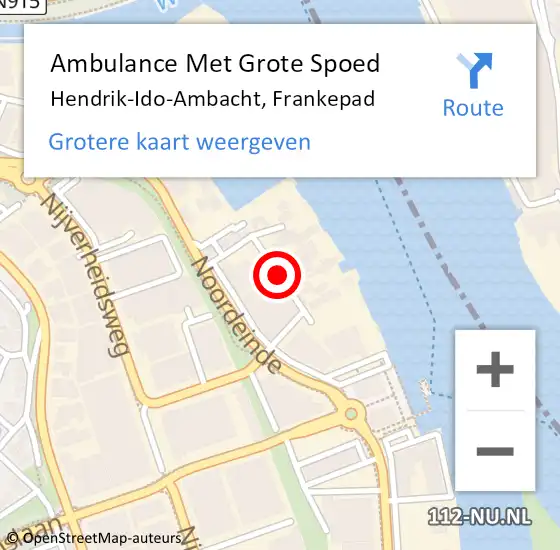 Locatie op kaart van de 112 melding: Ambulance Met Grote Spoed Naar Hendrik-Ido-Ambacht, Frankepad op 16 oktober 2020 08:17
