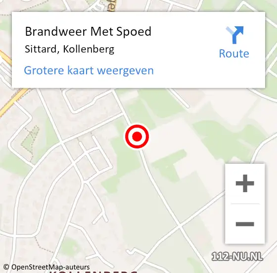 Locatie op kaart van de 112 melding: Brandweer Met Spoed Naar Sittard, Kollenberg op 16 oktober 2020 08:31