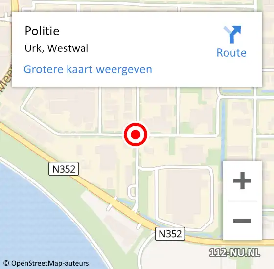 Locatie op kaart van de 112 melding: Politie Urk, Westwal op 16 oktober 2020 08:54