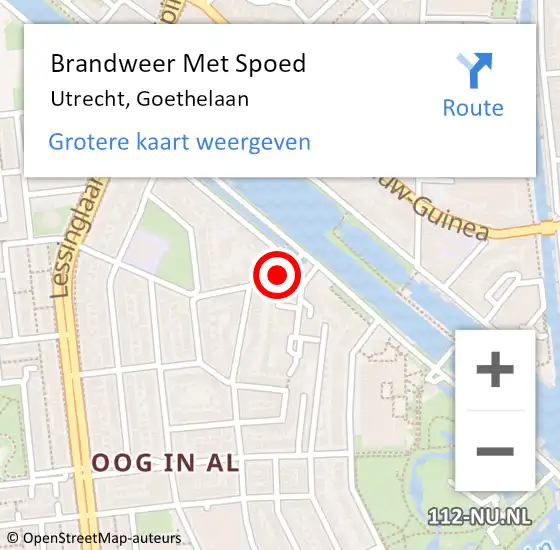 Locatie op kaart van de 112 melding: Brandweer Met Spoed Naar Utrecht, Goethelaan op 21 mei 2014 22:44