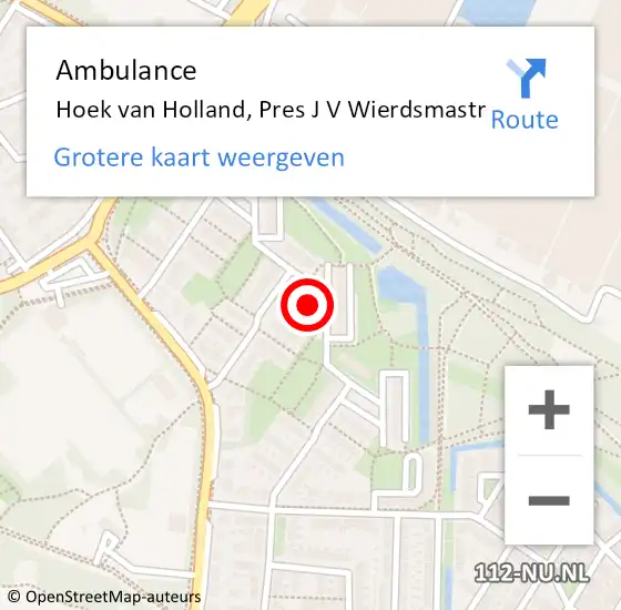 Locatie op kaart van de 112 melding: Ambulance Hoek van Holland, Pres J V Wierdsmastr op 16 oktober 2020 10:57
