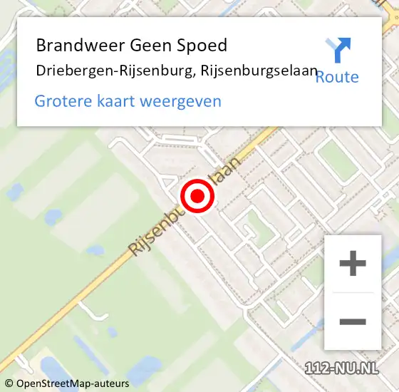 Locatie op kaart van de 112 melding: Brandweer Geen Spoed Naar Driebergen-Rijsenburg, Rijsenburgselaan op 16 oktober 2020 11:03