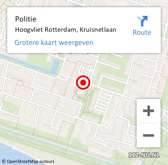 Locatie op kaart van de 112 melding: Politie Hoogvliet Rotterdam, Kruisnetlaan op 16 oktober 2020 11:11