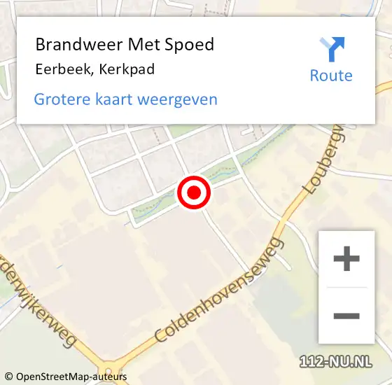 Locatie op kaart van de 112 melding: Brandweer Met Spoed Naar Eerbeek, Kerkpad op 16 oktober 2020 11:23