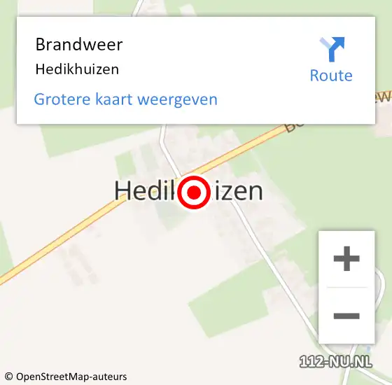 Locatie op kaart van de 112 melding: Brandweer Hedikhuizen op 16 oktober 2020 11:56