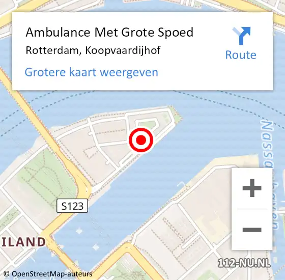 Locatie op kaart van de 112 melding: Ambulance Met Grote Spoed Naar Rotterdam, Koopvaardijhof op 16 oktober 2020 13:58