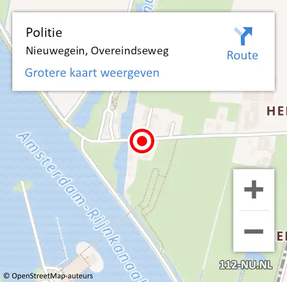 Locatie op kaart van de 112 melding: Politie Nieuwegein, Overeindseweg op 16 oktober 2020 14:43