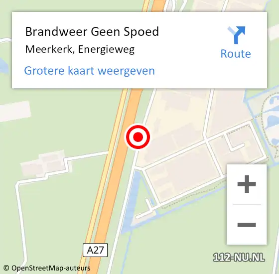 Locatie op kaart van de 112 melding: Brandweer Geen Spoed Naar Meerkerk, Energieweg op 16 oktober 2020 14:51